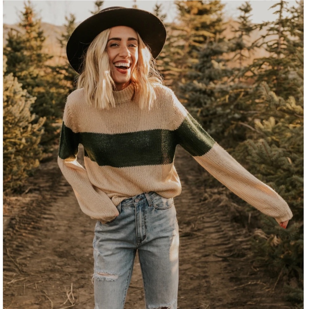 Boutique Beige and green sweater